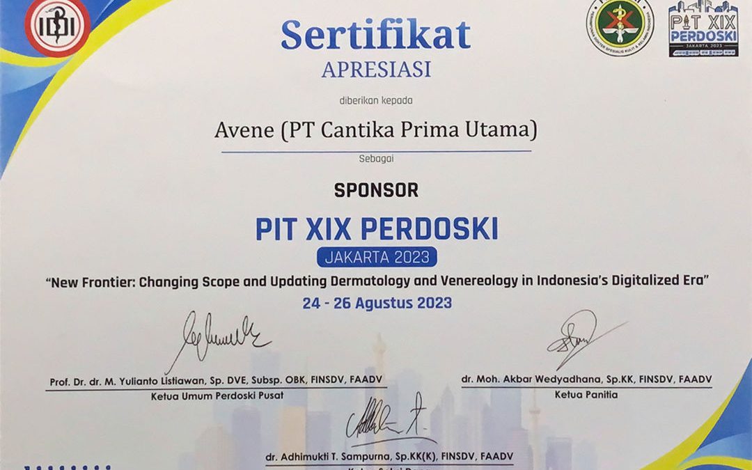Avène (PT Cantika Prima Utama) Terima Penghargaan Sponsor di PIT XIX PERDOSKI 2023